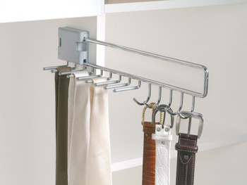 Pull Out Tie and Belt Rack, for 9 Ties and 5 Belts, Width 96 mm (74 mm without Spacer)